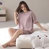Pure cotton pajamas women's 1011 new summer casual style soft short-sleeved shorts loose and wearable loungewear set