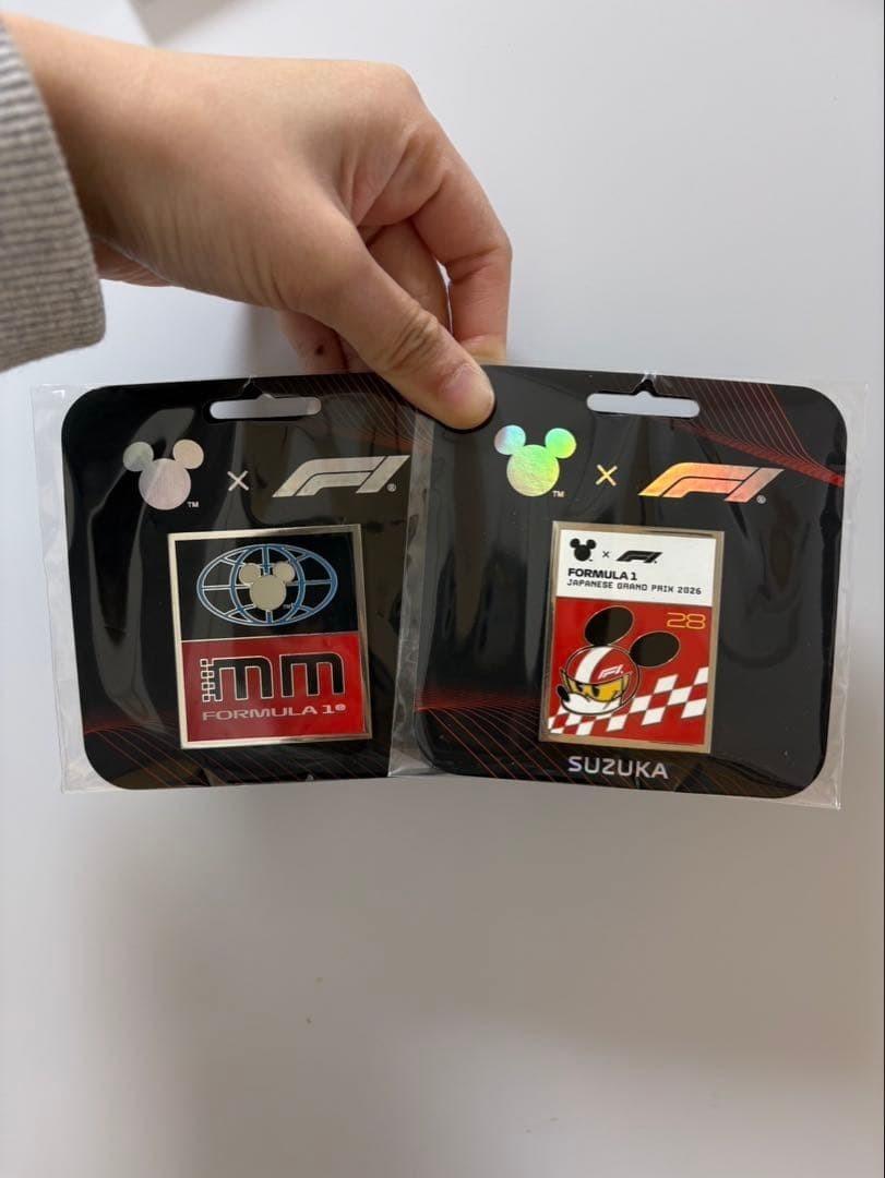 Set 2 F1 x Disney Collab Mickey Mouse Pin Badge Suzuka Japanese GP 2026