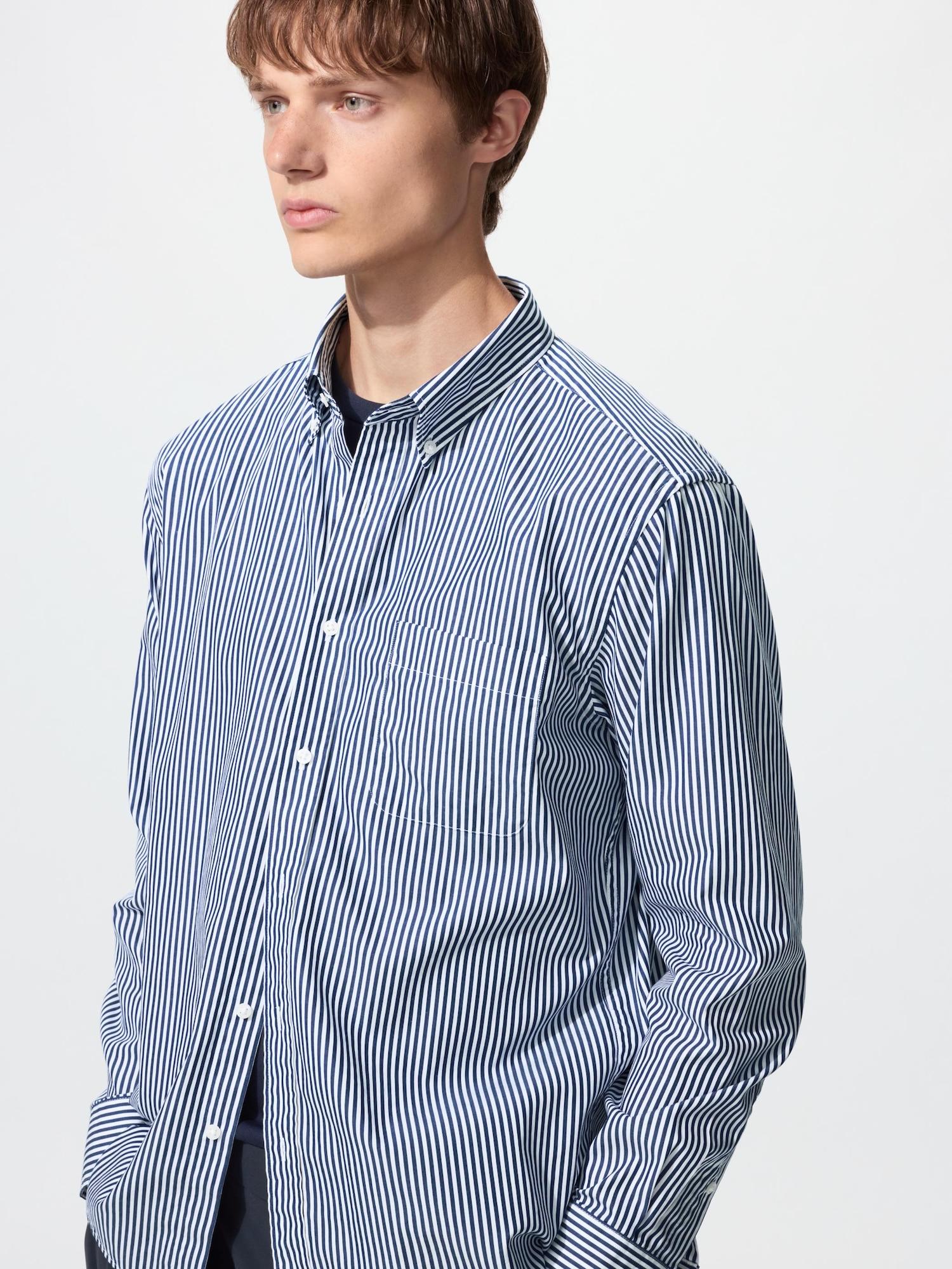 Uniqlo Япония Широкая рубашка в полоску на пуговицах 67 BLUE/XS