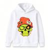 Kids Boys Girls Cozy Pullover Hoodie, Cool Cartoon Green Skull With Orange Beanie Star Graphic Casual Long Sleeve Hooded Sweatshirt For  Streetwear