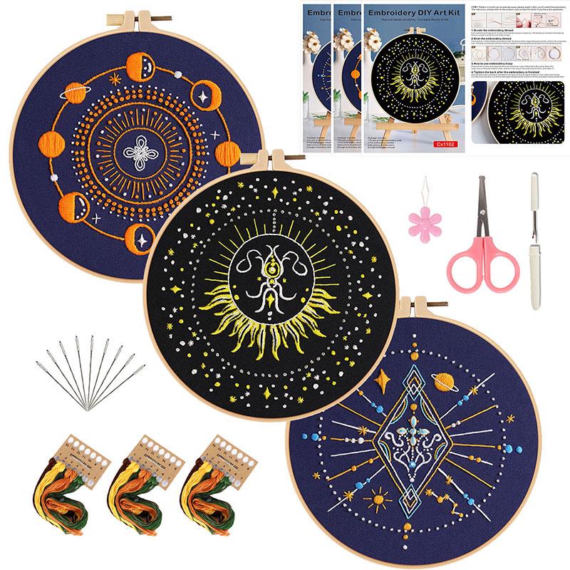 Celestial Embroidery DIY Kit: Moon, Sun & Universe Design