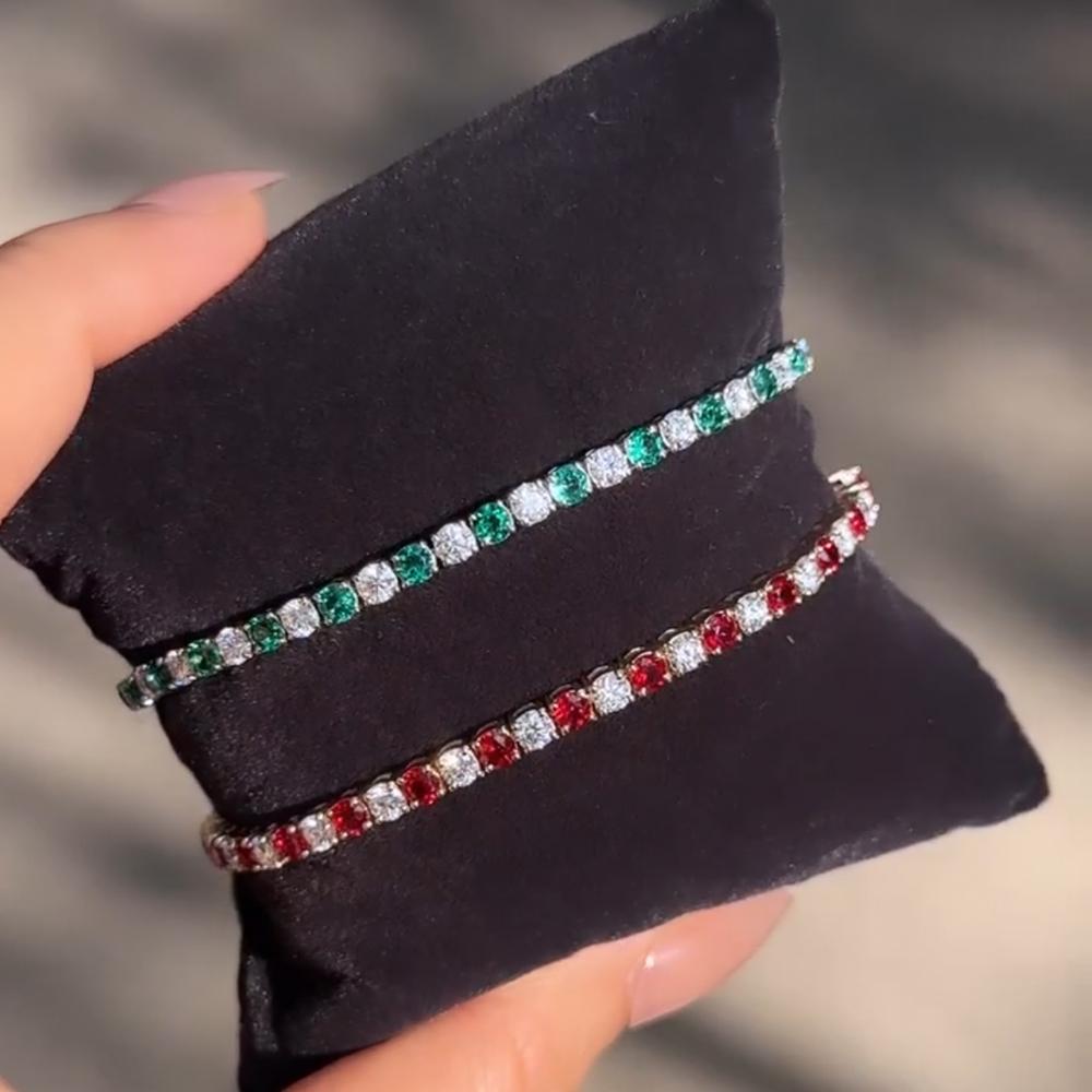 New Rainbow Crystal Tennis Bracelets For Women Men Kpop Silver Color Friend Gifts Colorful Zirconia Bangle Chain on Hand Jewelry