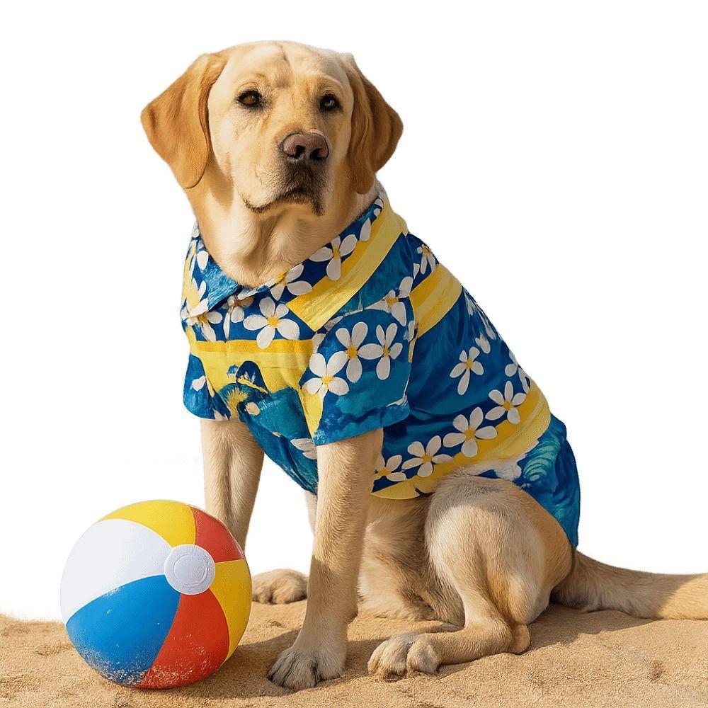 Breathable Dog Hawaiian Style Clothes Comfortable Dog Short Sleeve Pet Dress Dog Vest Beach Travel