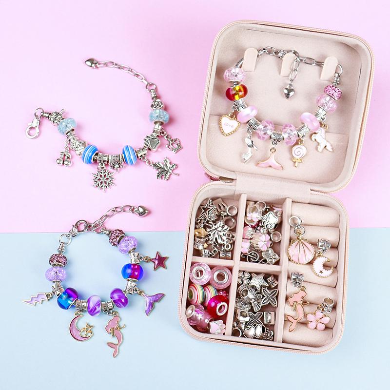 66Pcs Beads Kit For Diy Beaded Necklace Bracelet Jewrlry Making Cartoon Fairy Series Charms Gifts Set