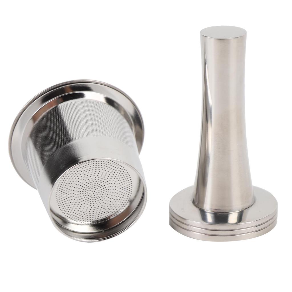 5 Hole Reusable Coffee Capsule Refillable Coffee Pod Filter with Stainless Steel Coffee Tamper Brush Spoon