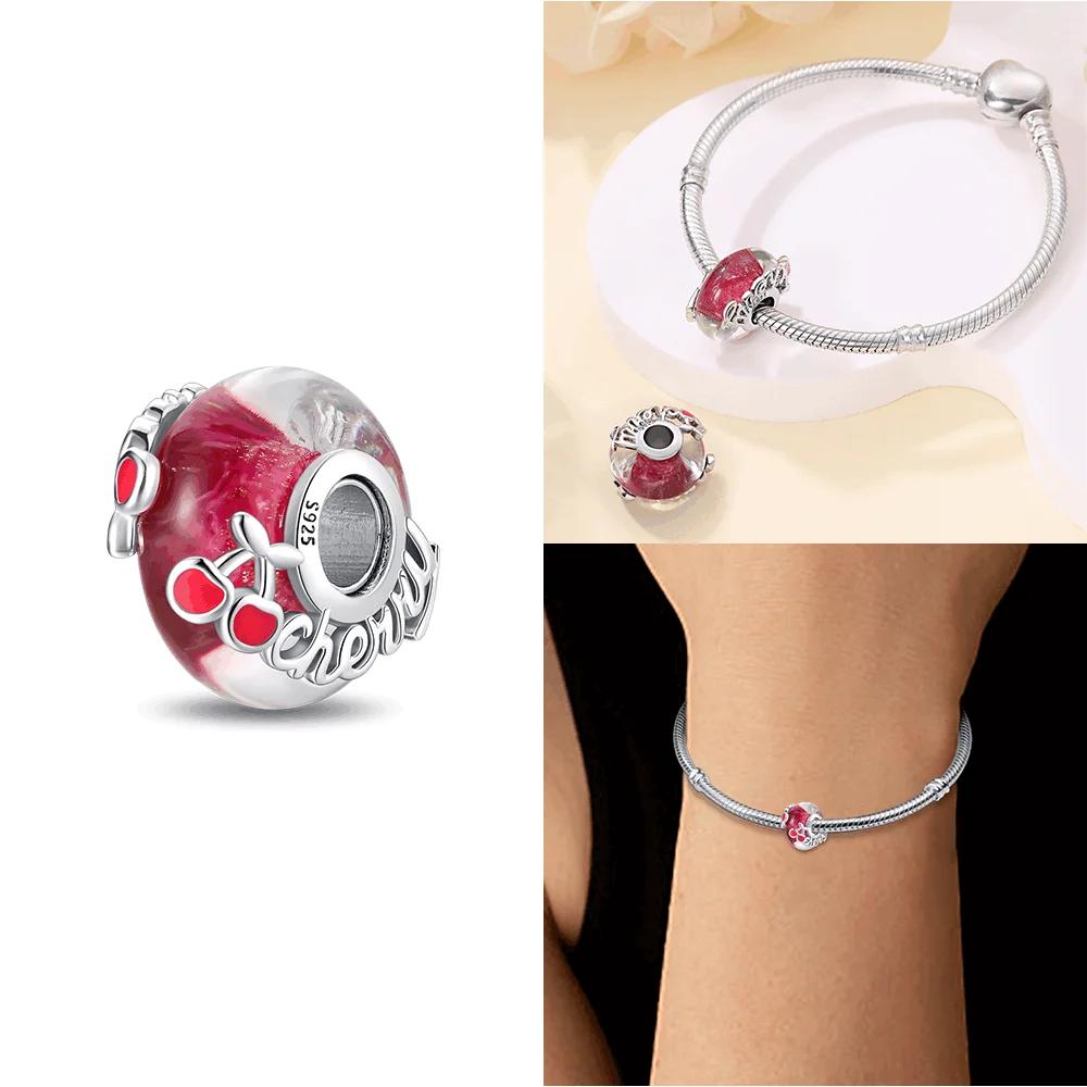 Original Strawberry Cherry Apple Avocado Fruit Charms Fit Bracelets Fine Diycopper Color Beadsbirthday Jewelry Gift