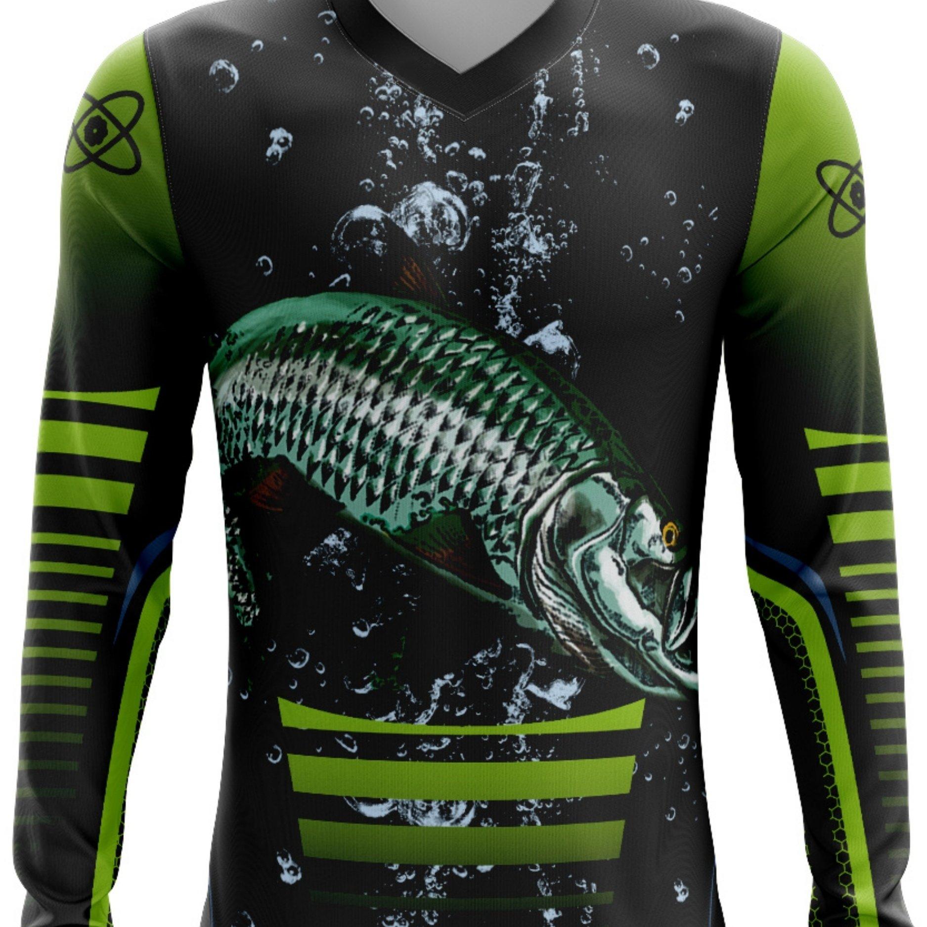 

Яркая спортивная футболка с длинным рукавом и V-образным вырезом с рисунком рыб - влагоотводящая спортивная одежда для мужчин с цифровой печатью 6XL