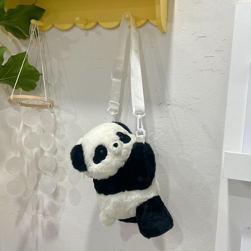 Panda Bag Plush With Zipper Closure For Daily Use And Cute Cartoon Style