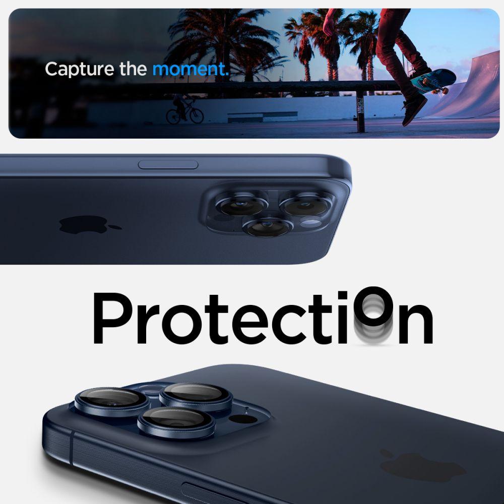 Spigen Optik.tr Ez Fit Camera Protector 2-Pack Iphone 14 Pro / Pro Max / 15 Pro / Pro Max Blue Titanium