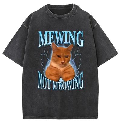 Magliette Gatti Carini Che Miagolano Non Che Fanno Le Fusa Grafica Divertente Maglietta Lavata Cotone Morbido Unisex Girocollo Top Abbigliamento Uomo