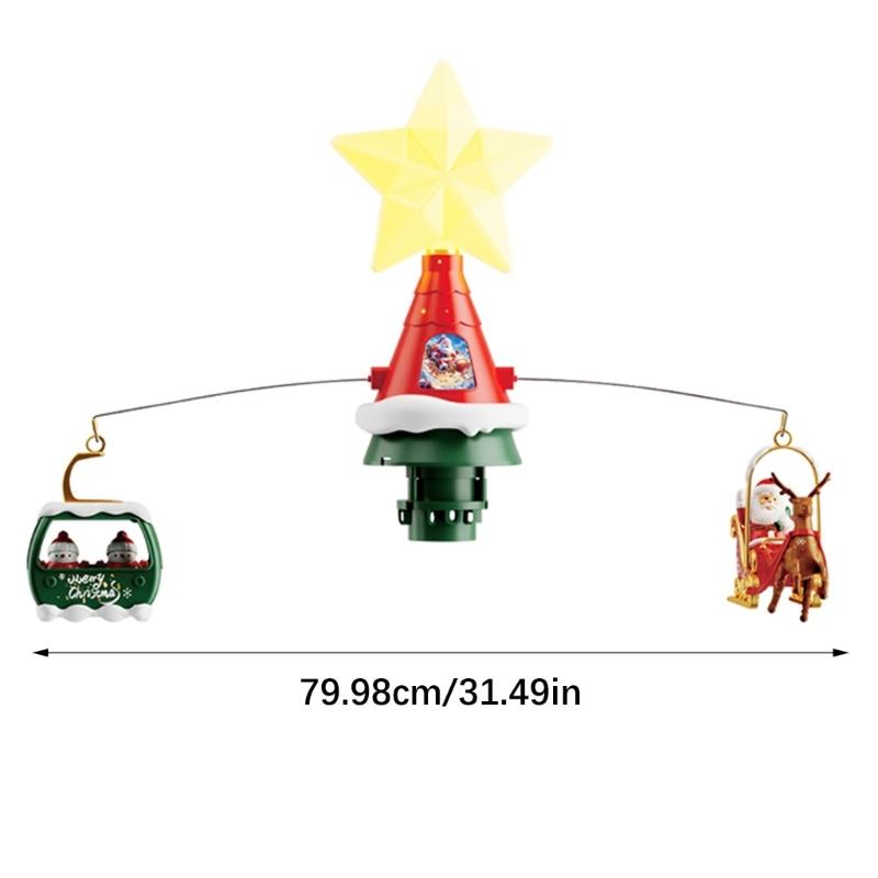 Participatory Santa Flying Sleigh Decoration Plays Tune Bells Song