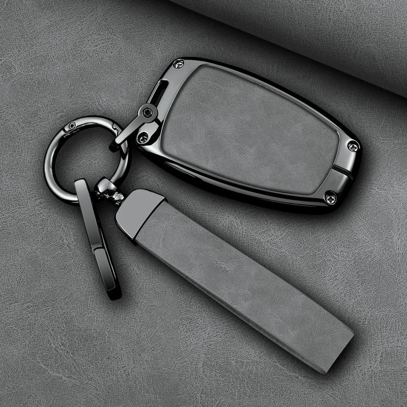 Zinc Alloy Leather Car Key Fob Case For Hyundai Grand Santa Fe 3 Dm Ix45 Ix35 Genesis Dh Grandeur Azera Hg Equus Key Fob Case