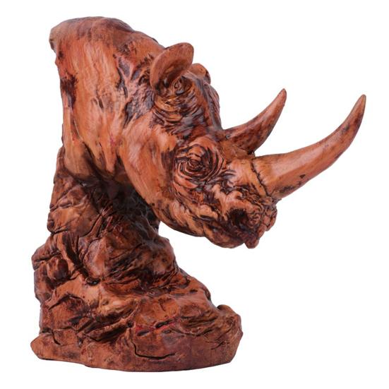 Animal Head Statue Resin Lion Figurine Rhinoceros Statue Retro Style Lion Buffalo Sculpture for Office Bedroom Living Room Decor