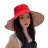 Women's large brim bucket hat UV protection face cover sun hat fashion sunshade basin hat embroidery