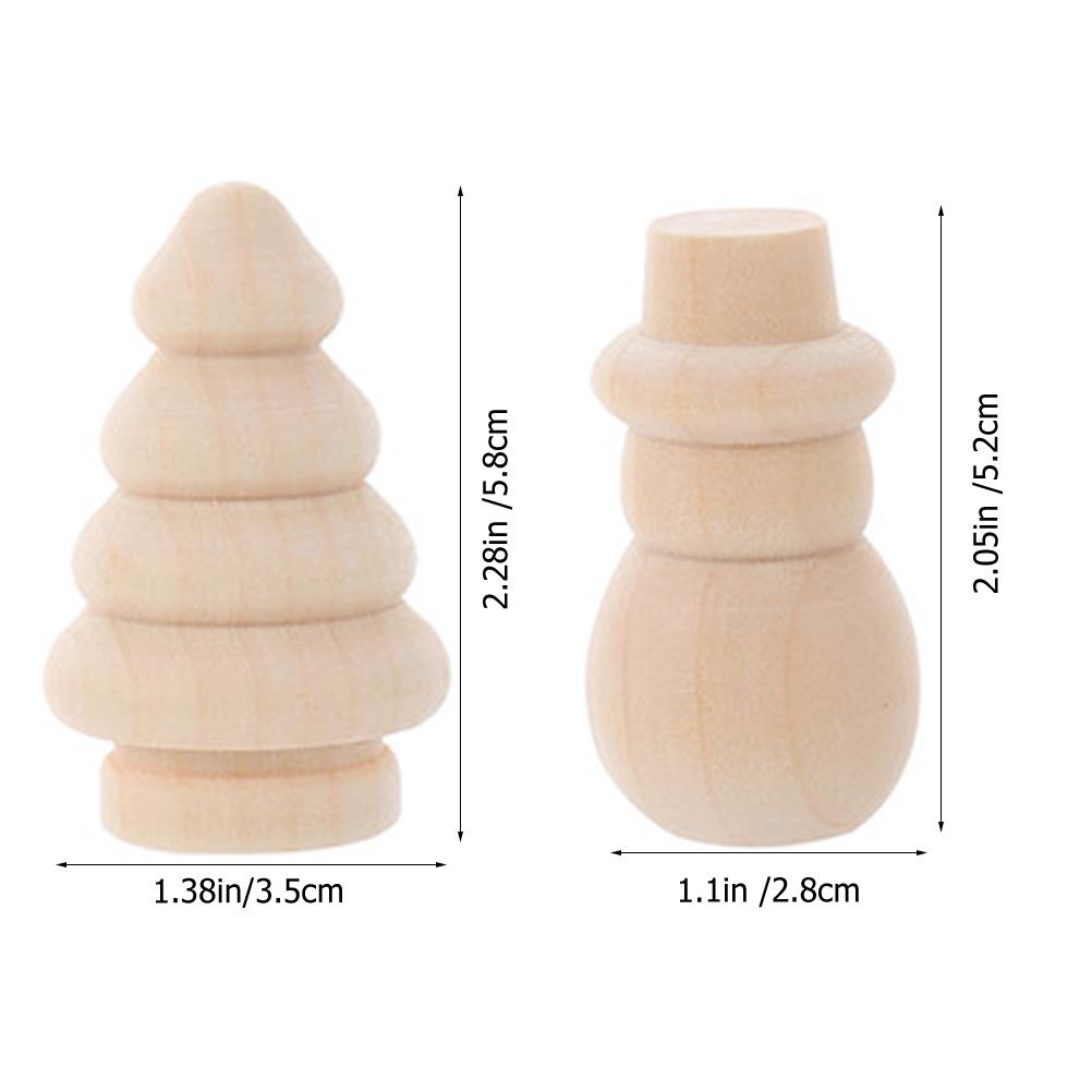 20Pcs Wooden Xmas Tree Ornaments Snowman Shape DIY Painted Crafts Holiday Party Decoration Wooden Snowman Xmas Tree for DIY светло-коричневого