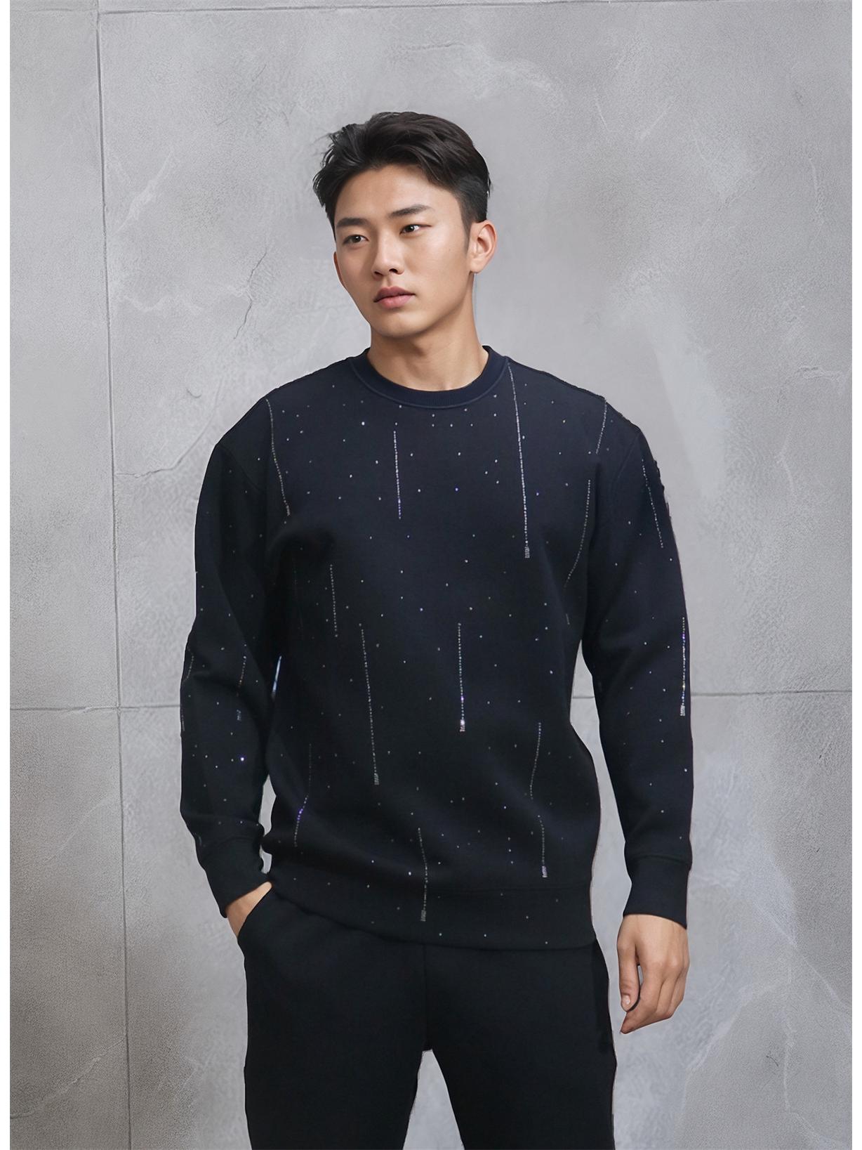 

350 Jin Wear Plus Size Trendy Heavy Duty Meteor Rain Crew Neck Sweatshirt – Thickened Casual Fashion XL (170-190 Jin)