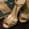 Fashion 2025 New Style Stiletto Strap Sandals Rhinestones Bling Bling Open Toe High Heels Women's T-Strap Banquet Party Casual Sandals