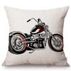 Nordic Motorbike Race Biker Club Car Pillow Case Us Flag Motorcycle Art Sofa Chair Waist Pillow Beige Linen Decor Cushion Covers