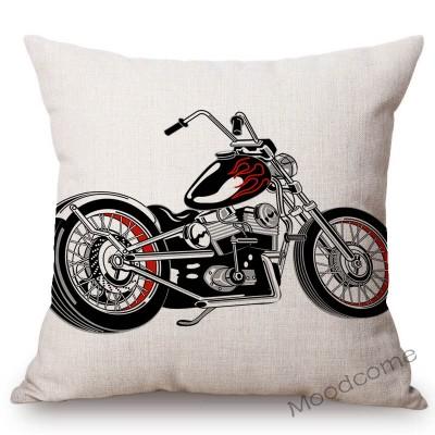 Nordic Motorbike Race Biker Club Car Pillow Case Us Flag Motorcycle Art Sofa Chair Waist Pillow Beige Linen Decor Cushion Covers