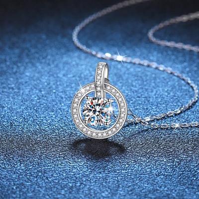 Nuevo collar con colgante de moissanita brillante de color D de 1 quilates para mujer, cadena de cuello con diamantes de plata de ley 925, joyería fina