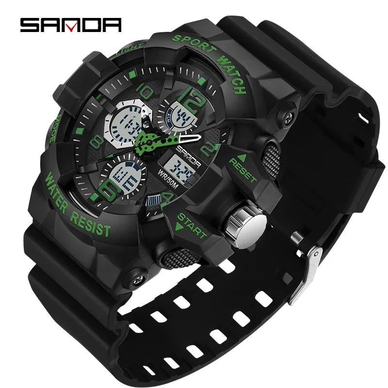 SANDA 3168 White Sport Watch LED Digital 50M Waterproof Watch Men Multifunction Clock Relogio Masculino Men Military Watches