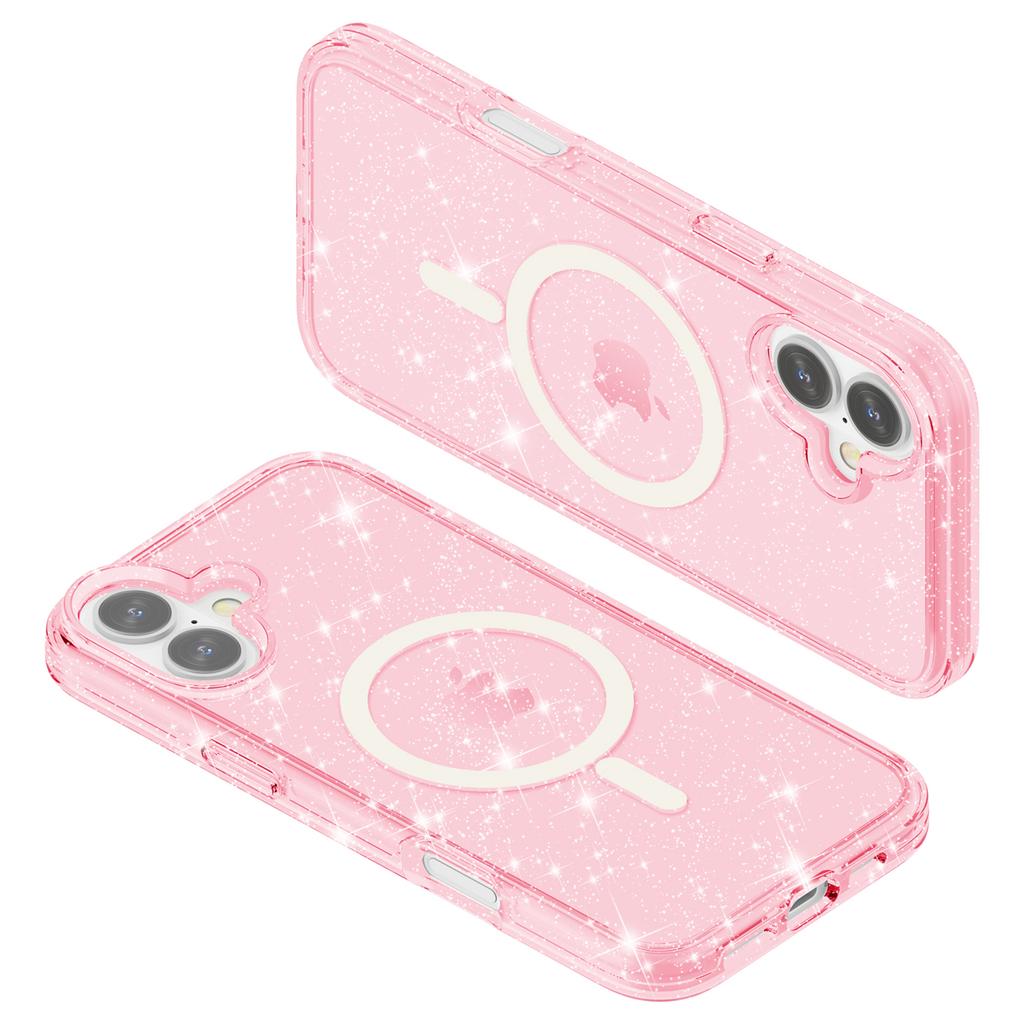 For iPhone 16 Case Compatible with MagSafe Sparkly Glitter PC+TPU Phone Cover