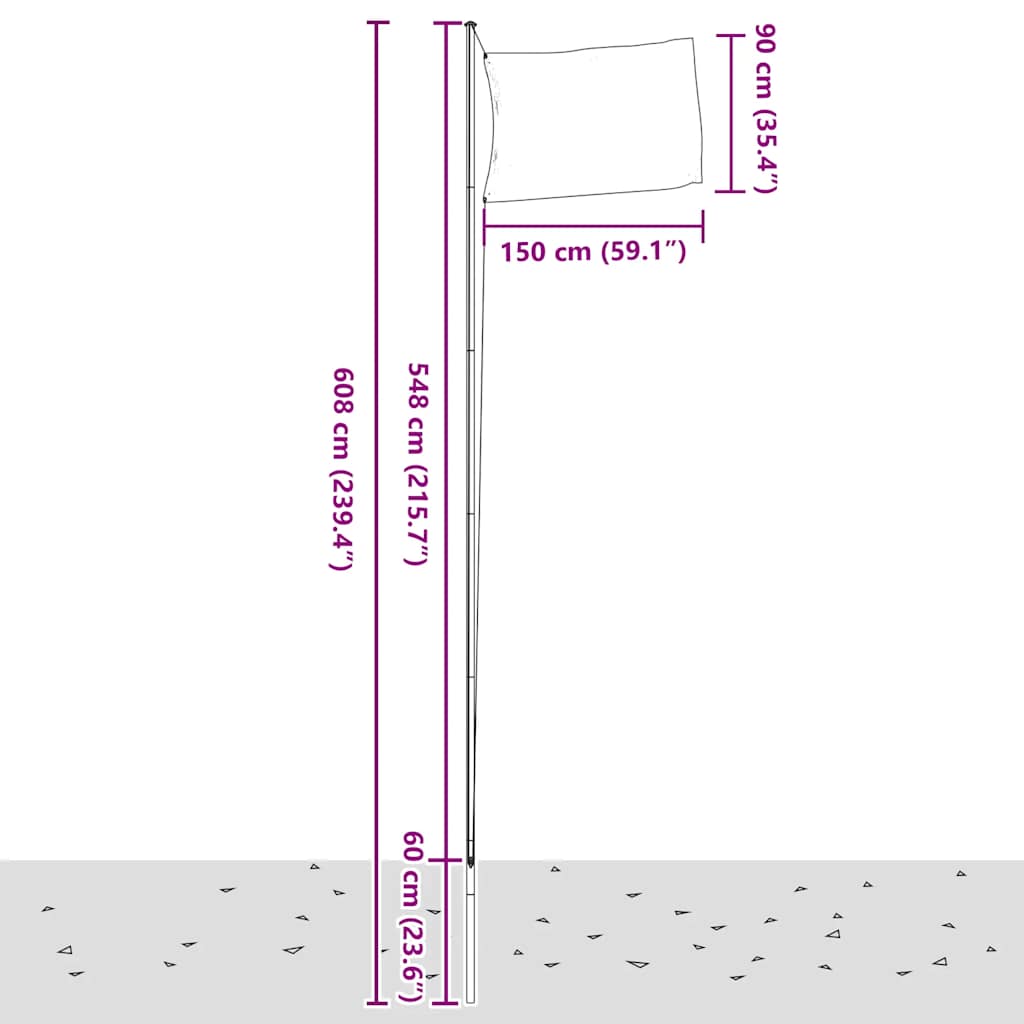 Vidaxl Flaga Stanów Zjednoczonych Z Masztem, 6,23 M, Aluminium