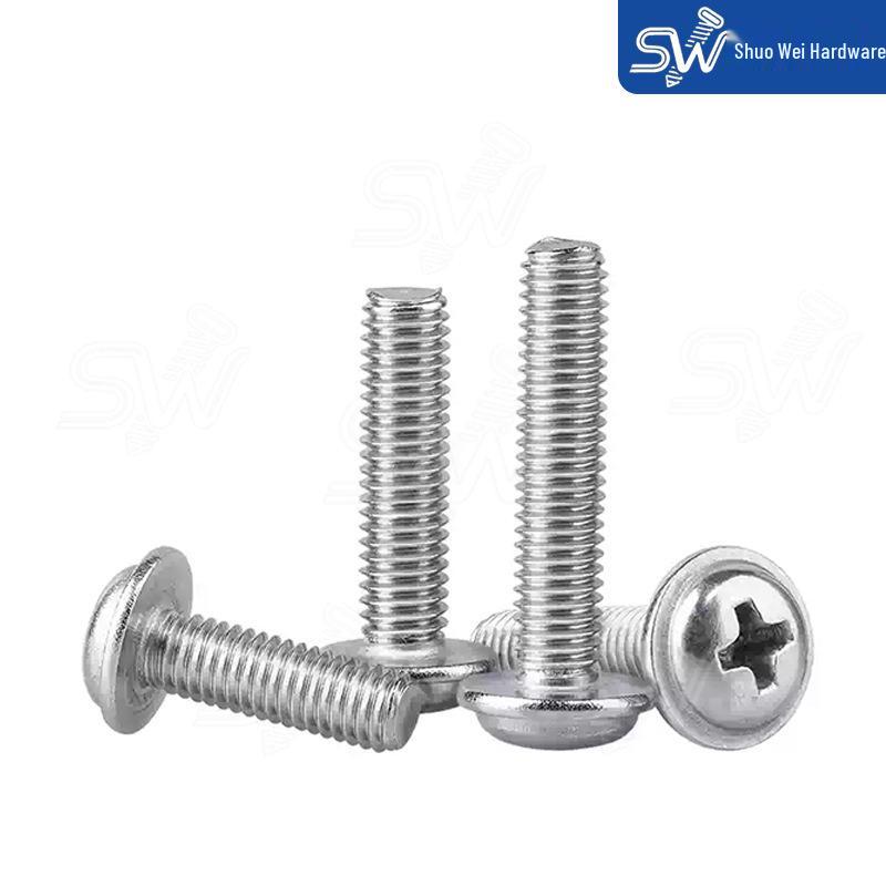 Nickel-Plated DIN967 Phillips Pan Head Screws with Zinc-Plated Washers M4*5 White-Plated