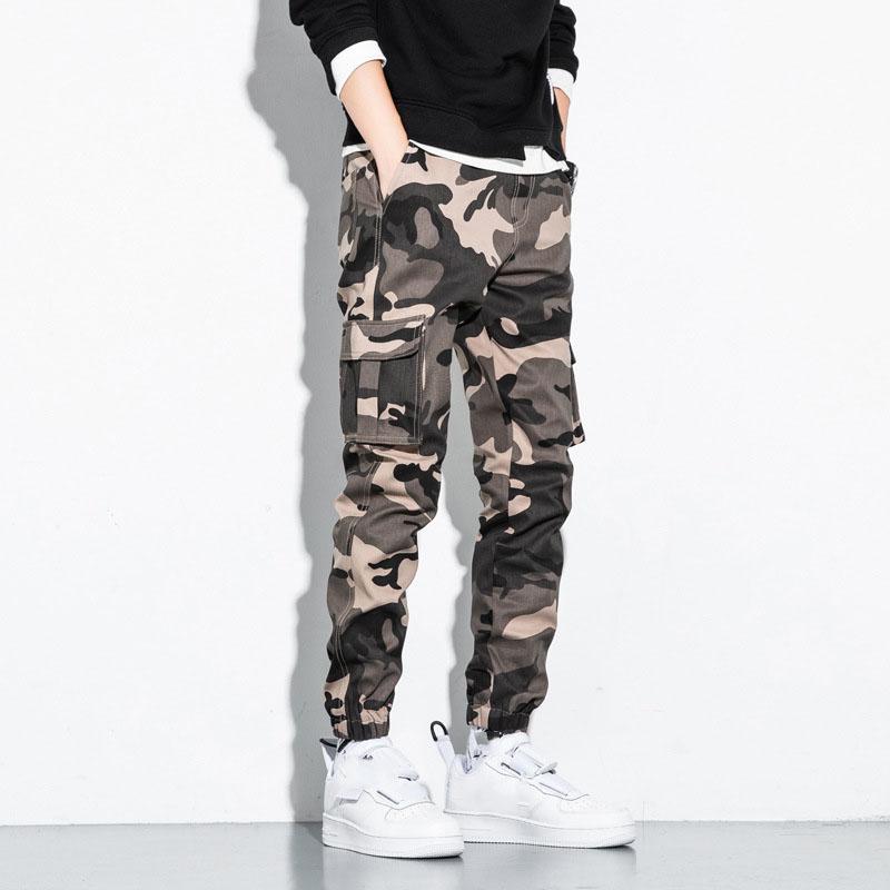 Men's Cotton Cargo Pants Plus Size Sports Drawstring Cargo Pants Fashion Casual Men's Jogging Pants
