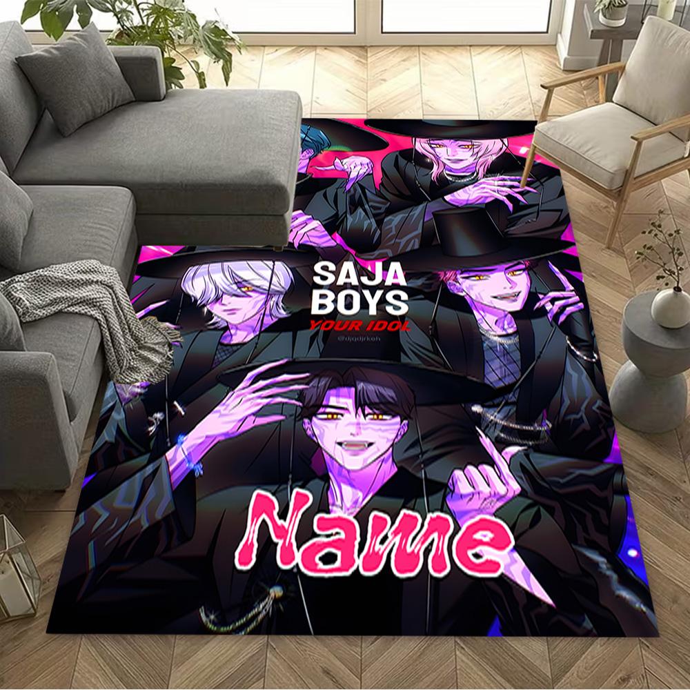 Saja Boys: Urban Elegance Customized Name Area Rug Suitable for Kitchen Dining Room Playrooms Outdoor Antislip Carpet Anime Office Decor