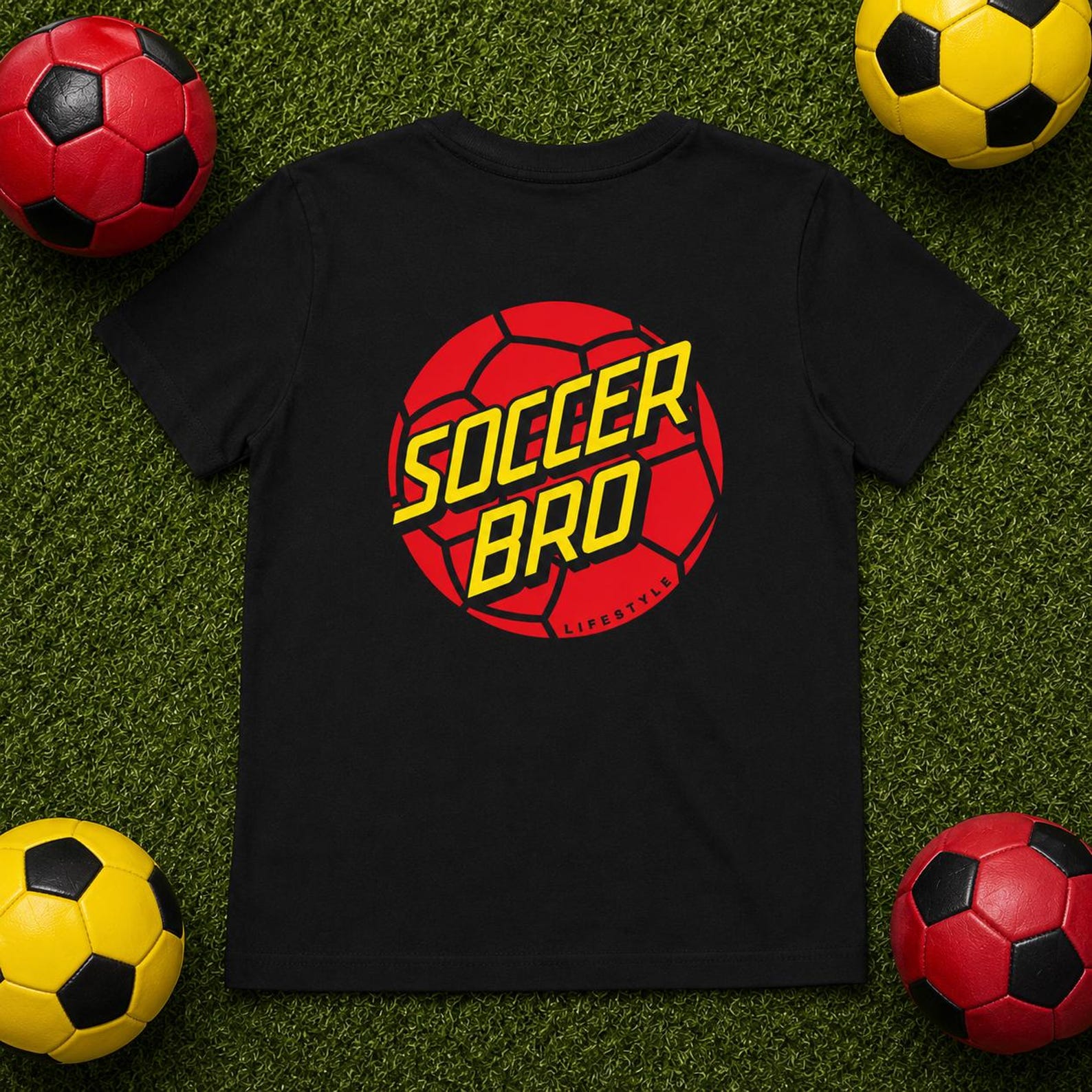 Soccer Bro Youth Tee | Sideline Brother Shirt - Red Soccer Ball Graphic 3XL