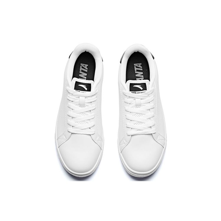 Anta Lifestyle Series Synthetic Leather Casual Versatile Non-Slip Wear-Resistant Low-Top Skate Shoes Women Sneaker White Black 92628004-2