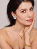 Qiong Yao Fashionable 18K Gold-Plated Stainless Steel Glaze Wing Earrings