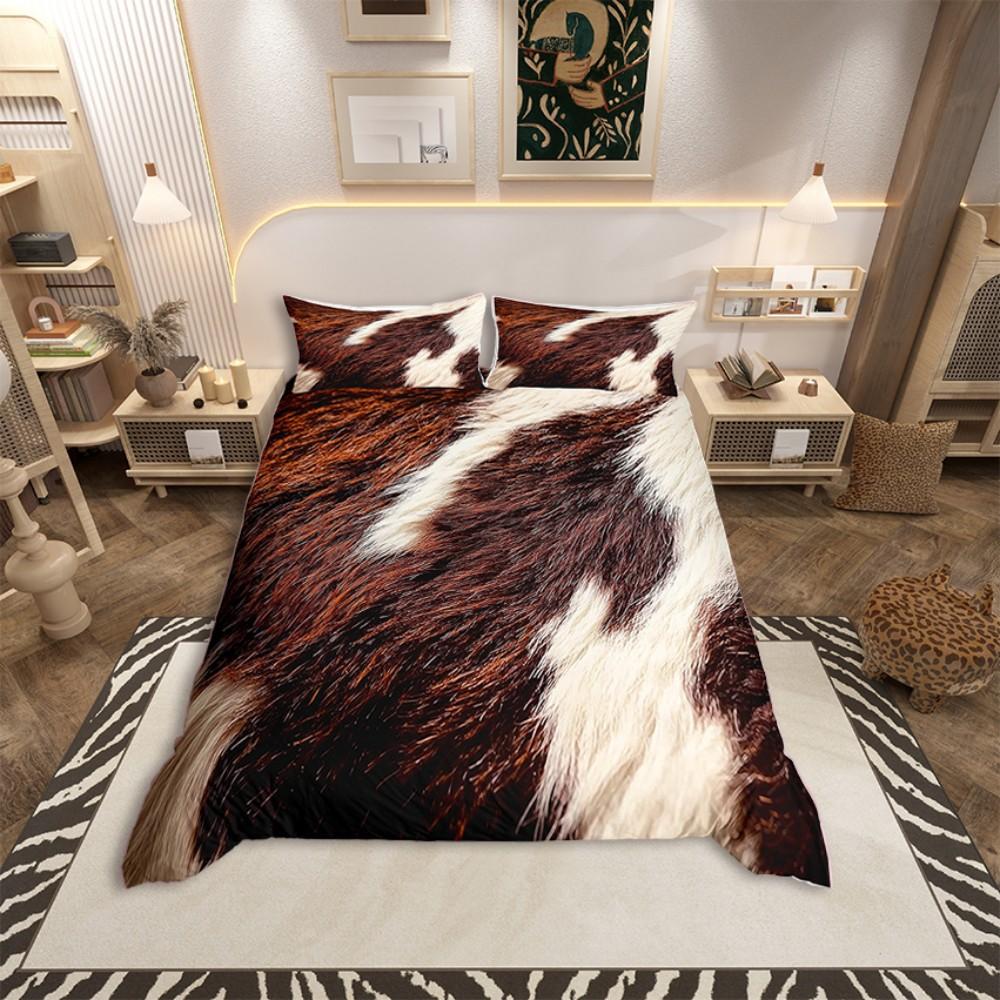 

Homewish Brown Cow Print Duvet Cover Set for Adult,Rustic Farmhouse Bedding Set,Modern Fashion Reversible Bed Set DE XS 100x135cm 2pcs&set