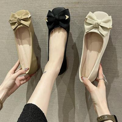 Schleife ein Pedal Einzelschuhe Damen Sommer neu vielseitig flacher Boden mit Rock flacher Mund Doudou Schuhe Damen