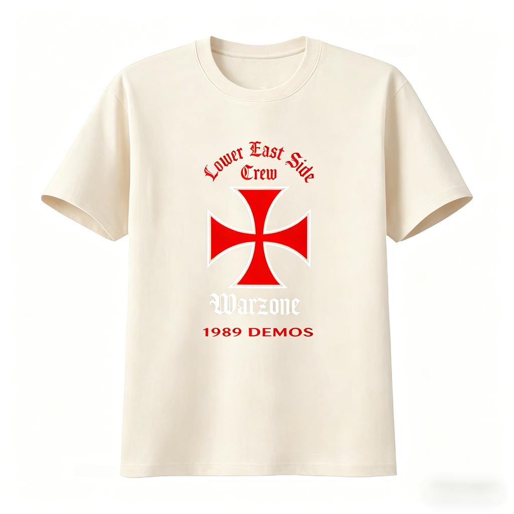 Warzone Demos Lower East Side Crew Kreuz T-Shirt Vintage Lässig Weich Mode Unisex Kleidung Damen Sommer Neues T-Shirt