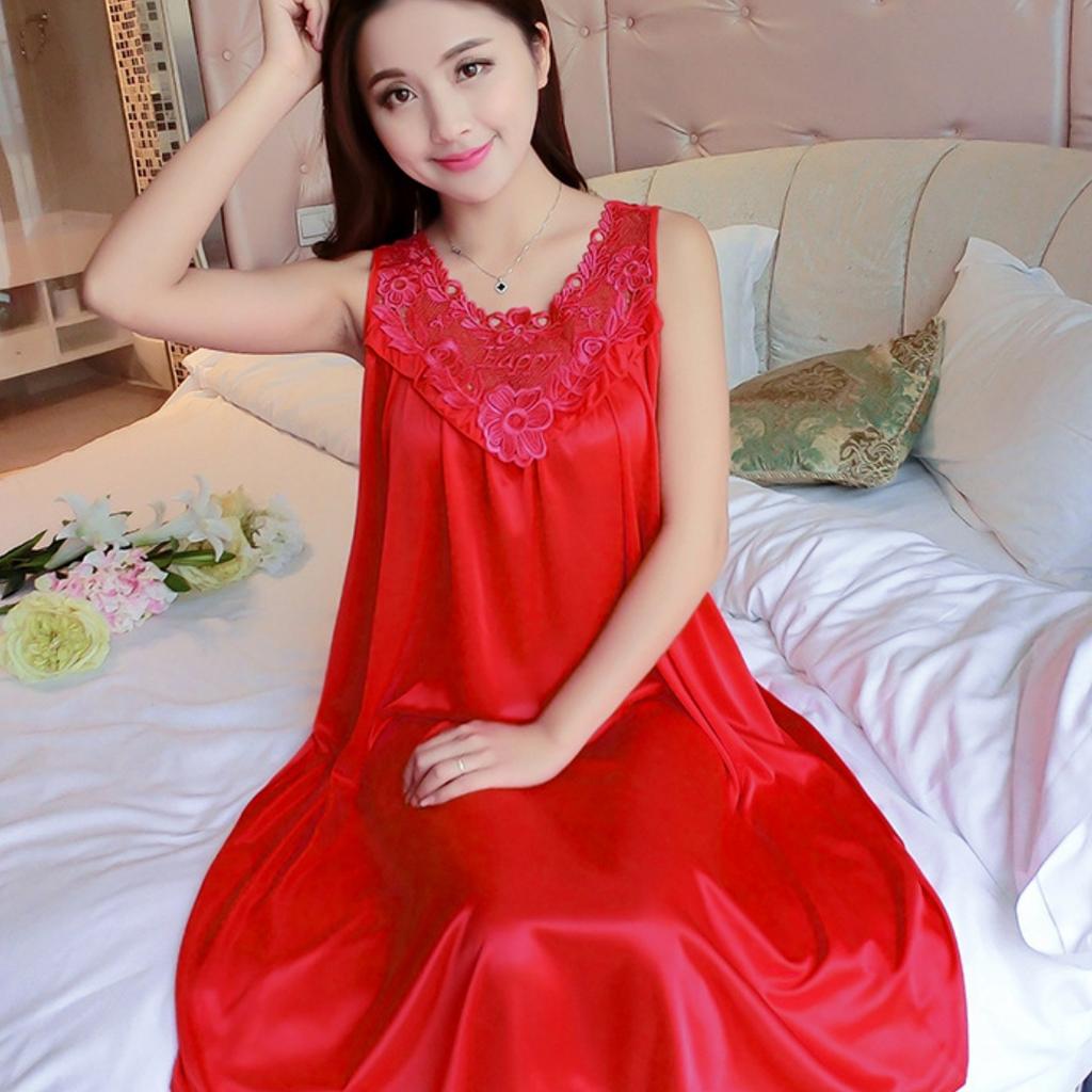 Women Sleepwear Sexy Lingerie Babydoll Silk Robe Dress Nightgown Nightdress