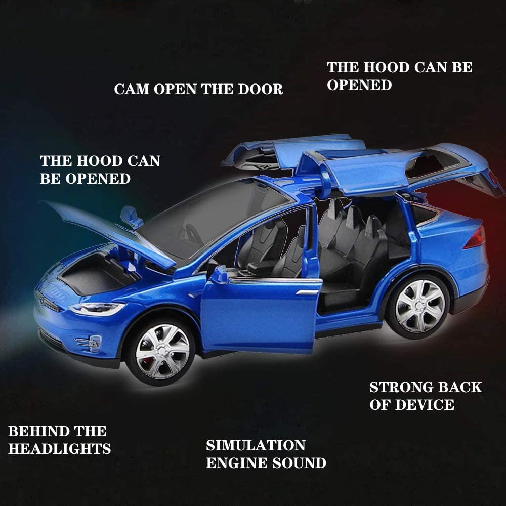 1:32 Scale Model X Alloy Diecast Toy Car, Pull Back Vehicle Door Opening with Sound and Light for Kids Adults Gift Collection