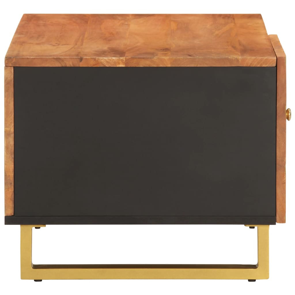 Coffee Table, Brown and Black, 80x50x40 Cm, Solid Mango Wood