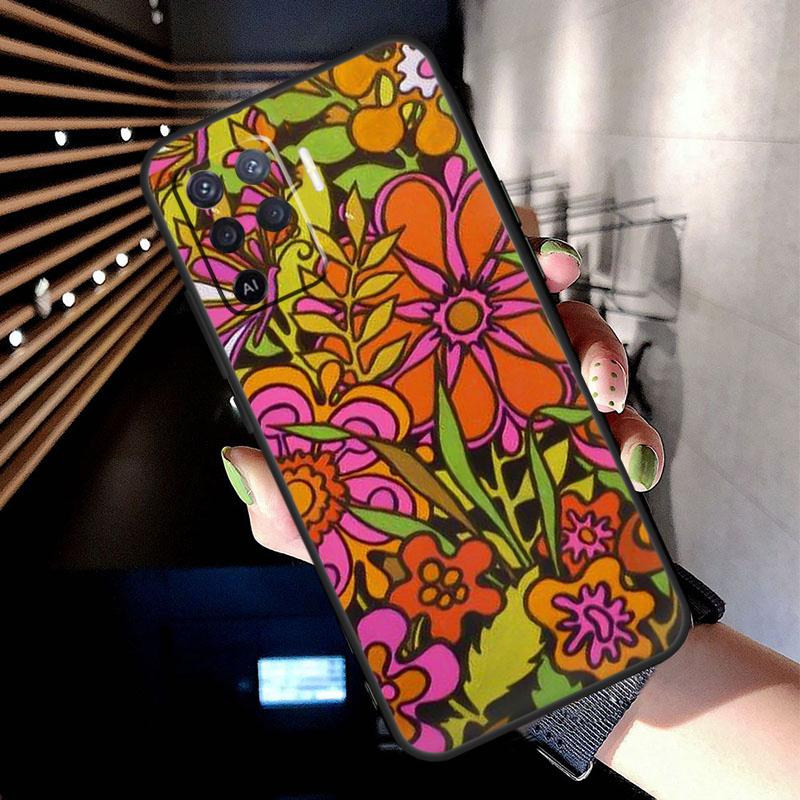 70s hippie  Psychedelic floral flowers Case For Oppo A38 A18 A78 A98 A58 A60 A80 A96 A76 A16 A94 A74 A54 A15 A17 A57 A77 A5 Pro