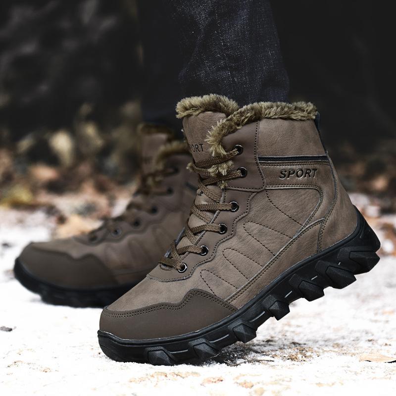 New Winter Cotton Shoes Fur Integrated Snow Boots Sports Outdoor Hiking Boots Velvet Warm Snow Boots