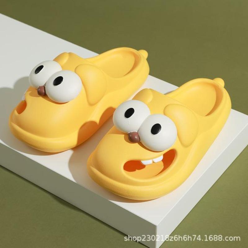 Big Eyed Dog Pantofle Ženy Letní Outdoorové oblečení pro vnitřní použití Protiskluzové Silné podrážky Roztomilé boty se špičkou a dírkou pro Cool Slipper