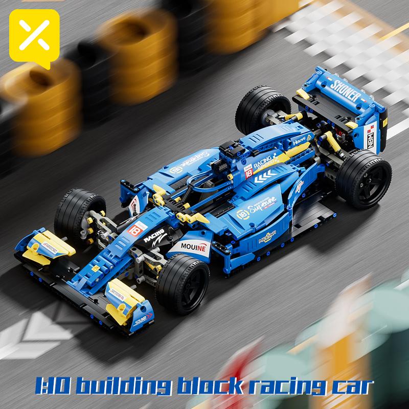 Toylinx 1:10 Building Racing Car Blocks Blue Car Desktop Decorations Collectible Model Car Kits Toy Festive Giving Gift No Box