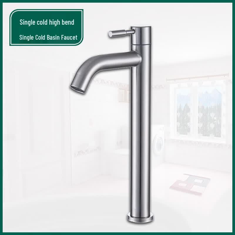 FURONGHUA 304 Stainless Steel Tall Single Cold Basin Faucet