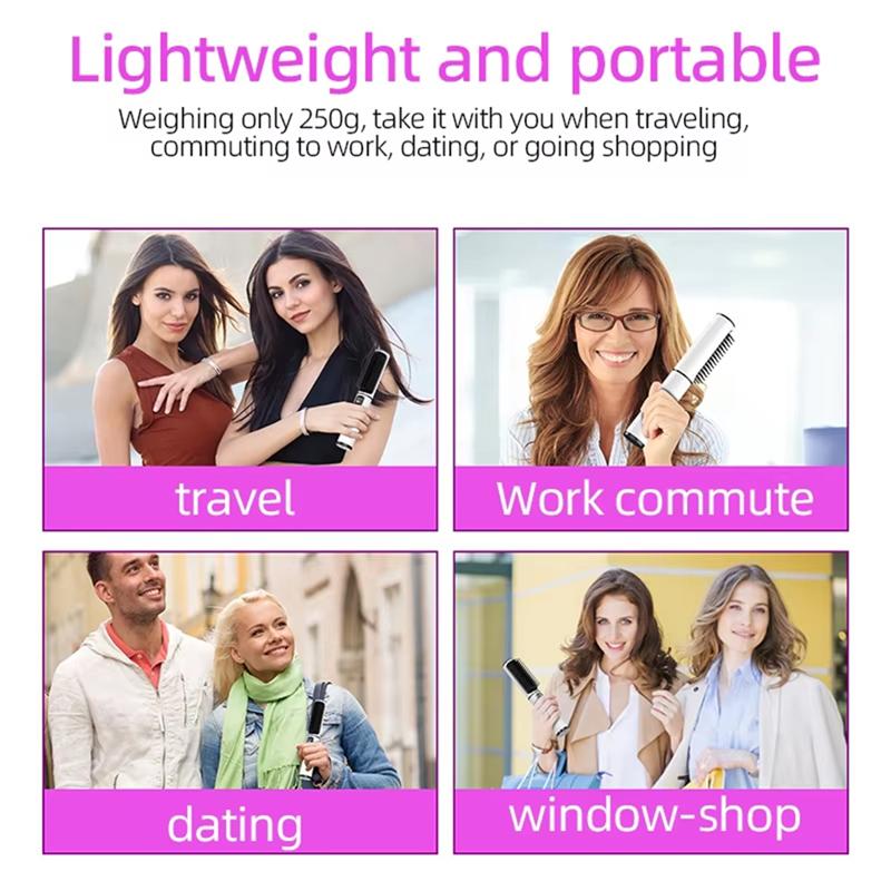 HHO-Portable Multi-Function Wireless Hair Straightening Brush With Negative  Anti-Heat Technology