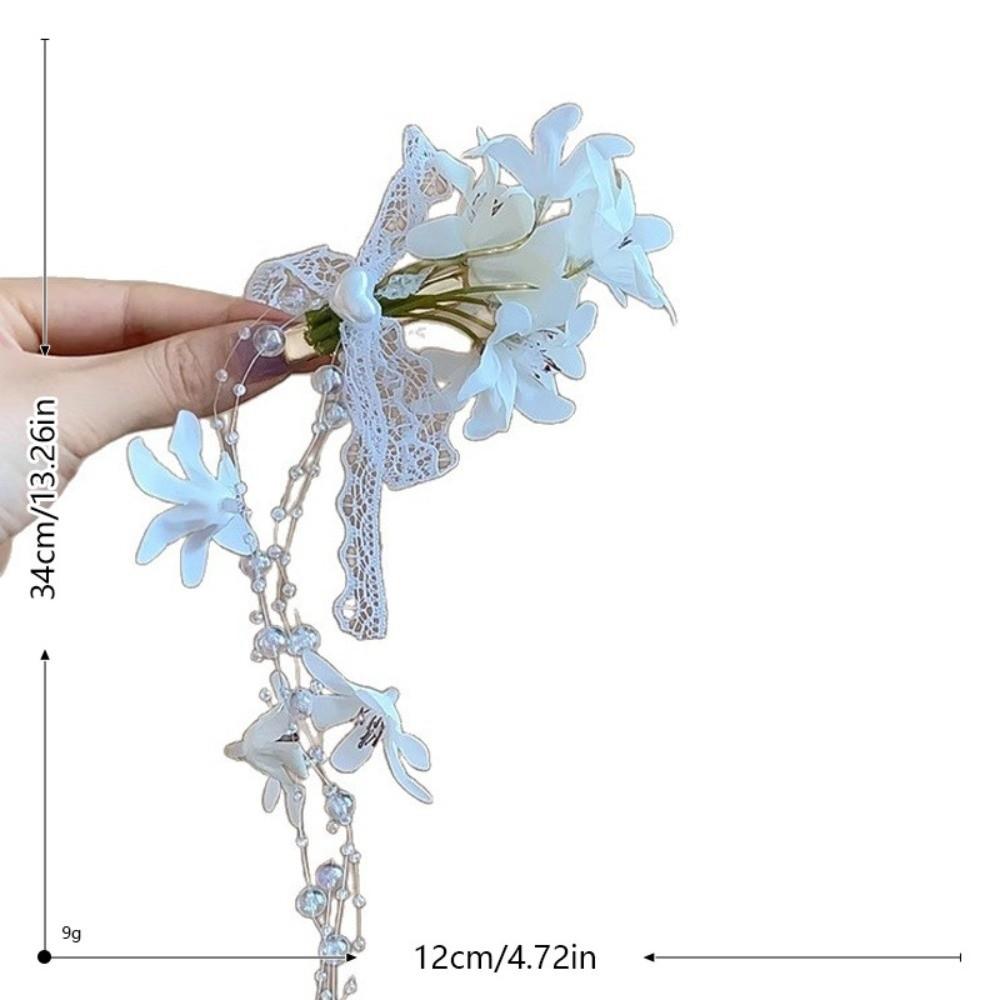 2 Pcs Fabric Flower Hairpins Lace Bow Solid Color Hanfu Hair Accessories Side Clip Headpieces Chinese Style Hair Clip Party