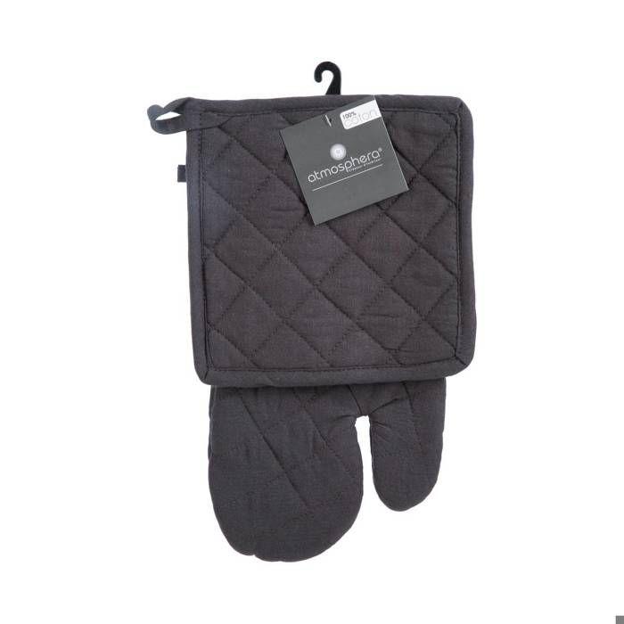 Gant Et Manique Coton Gris Ardoise H30cm - Atmosphera Createur D'interieur