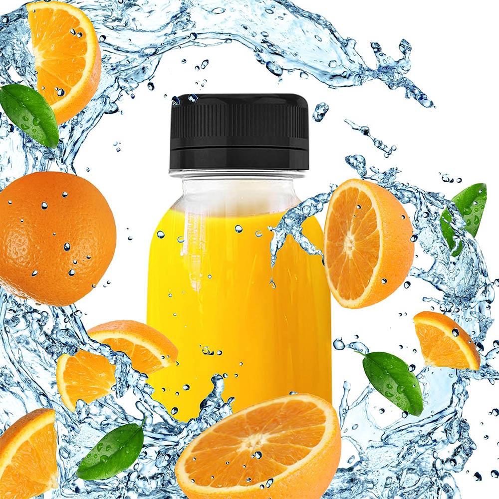 10 Pcs 4 OZ Plastic Juice Bottles, Reusable Bulk Beverage Containers, Comes Black lid, for Juice, Milk and Other Beverages