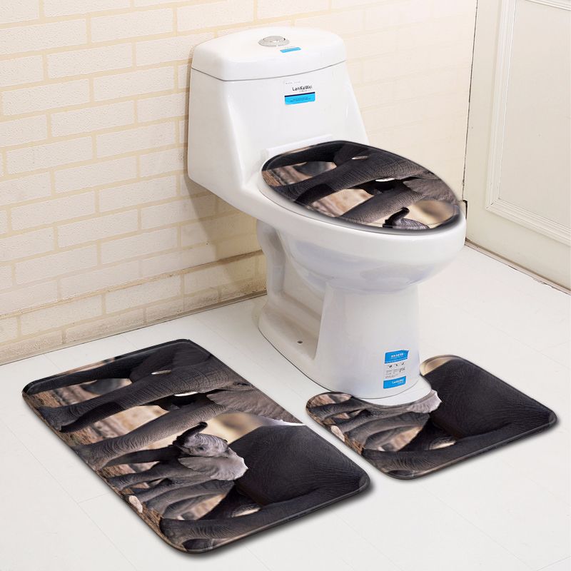 3D Elephant Bathroom Toilet Three-Piece Floor Mat Door Mat Bathroom Carpet