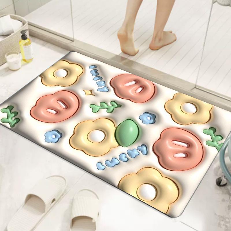3D Expanding Floral Soft Diatom Mud Absorbent Anti-Slip Bathroom Floor Mat
